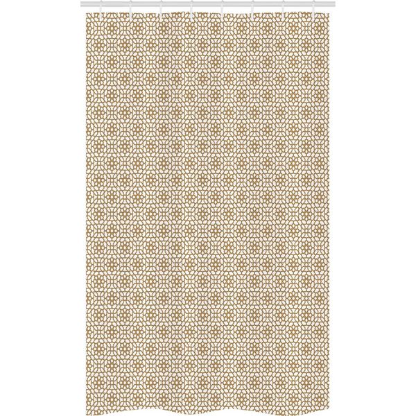 Abakuhaus Tenda Da Doccia Orientale Stretta, Linea Motivo Artistico, Set Decorativo Per Bagno In Tessuto Con Ganci, 120 X 180 Cm, Bianco Cacao-image