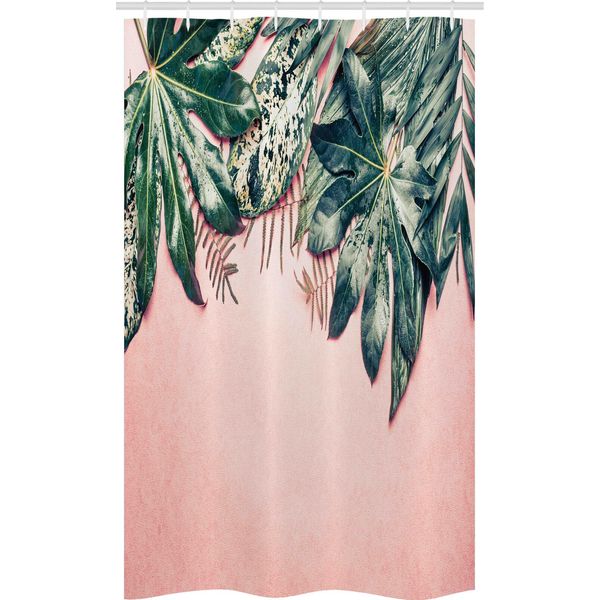Abakuhaus Foglie Tenda Da Doccia Stretta, Foto Botanica Della Giungla Esotica, Set Decorativo Per Bagno In Tessuto Con Ganci, 120 X 180 Cm, Verde Cacciatore Cipria-image