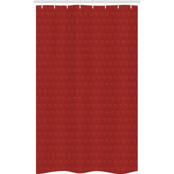 Abakuhaus Welle Tenda Da Doccia Stretta, Arte Tradizionale Giapponese Curls, Set Decorativo Per Bagno In Tessuto Con Ganci, 120 X 180 Cm, Rubino Pallido Rosso Cinabro-image