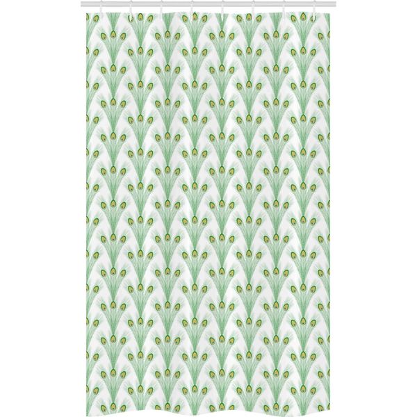 Abakuhaus Tenda Da Doccia Stretta Con Piume, Lunghe Piume Di Pavone, Set Decorativo Per Bagno In Tessuto Con Ganci, 120 X 180 Cm, Shamrock Verde Senape-image