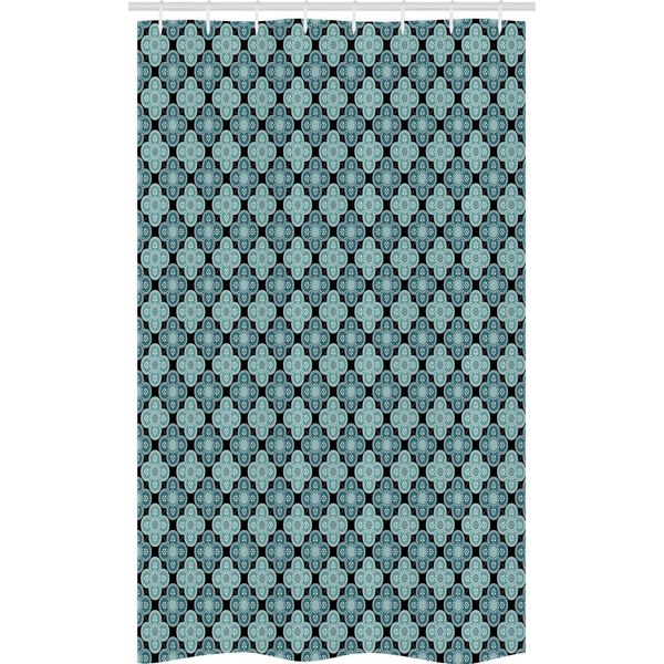 Abakuhaus Tenda Da Doccia Marocchina Stretta, Motivo Floreale Mediterraneo, Set Decorativo Per Bagno In Tessuto Con Ganci, 120 X 180 Cm, Blu Petrolio Verde Acqua-image