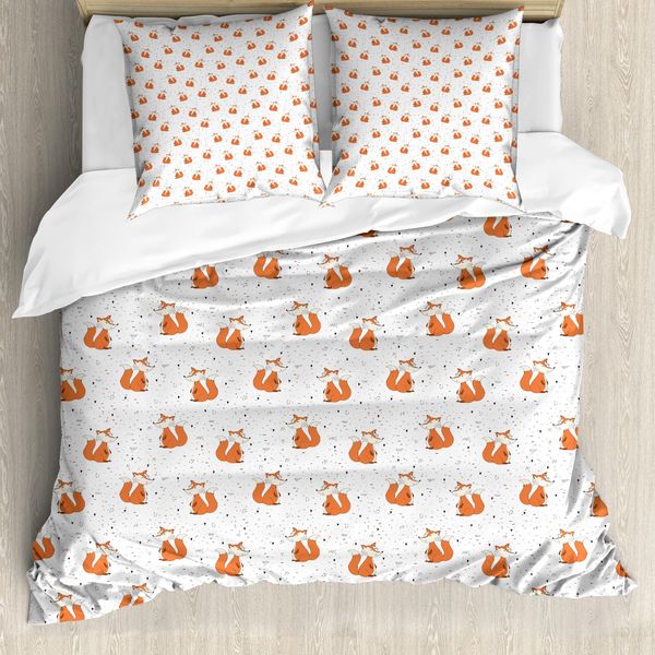 Abakuhaus Copripiumino Fuchs, Arancione Animali Della Foresta, Antiacaro Adatto A Chi Soffre Di Allergie Con Federe, 200 Cm X 200 Cm - 80 X 80 Cm, Arancione Seafoam Nero-image