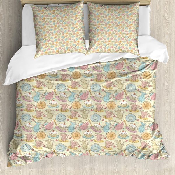 Abakuhaus Copripiumino Tea Party, Torte E Teiere, Antiacaro, Adatto A Chi Soffre Di Allergie, Con Federe, 155 Cm X 220 Cm - 80 X 80 Cm, Multicolore-image