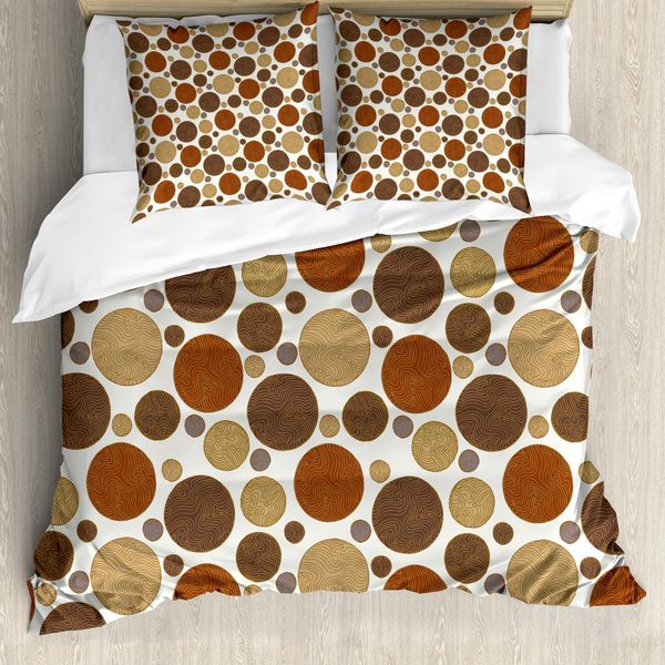 Abakuhaus Copripiumino In Tessuto Color Cioccolato, Motivo Vintage, Antiacaro E Anallergico, Con Federe, 155 Cm X 220 Cm - 80 X 80 Cm, Multicolore-image