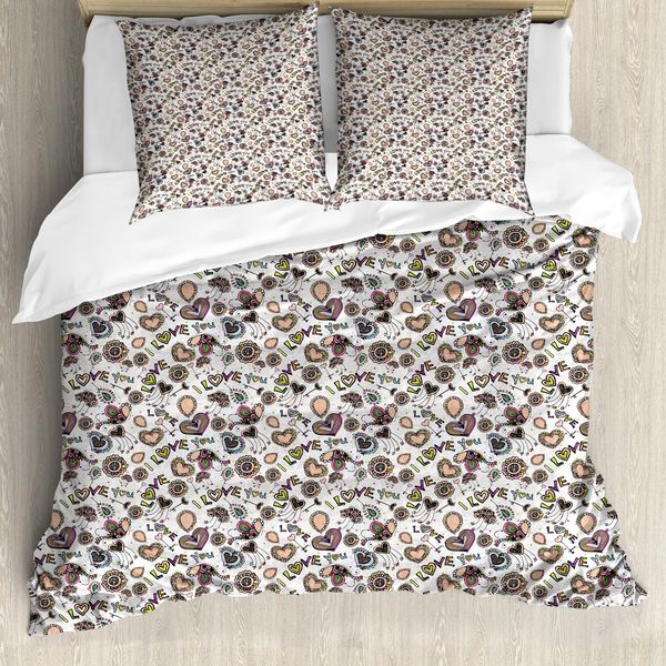 Abakuhaus Ti Amo Copripiumino, Amour Astratto, Antiacaro Adatto A Chi Soffre Di Allergie Con Federe, 155 Cm X 220 Cm - 80 X 80 Cm, Multicolore-image