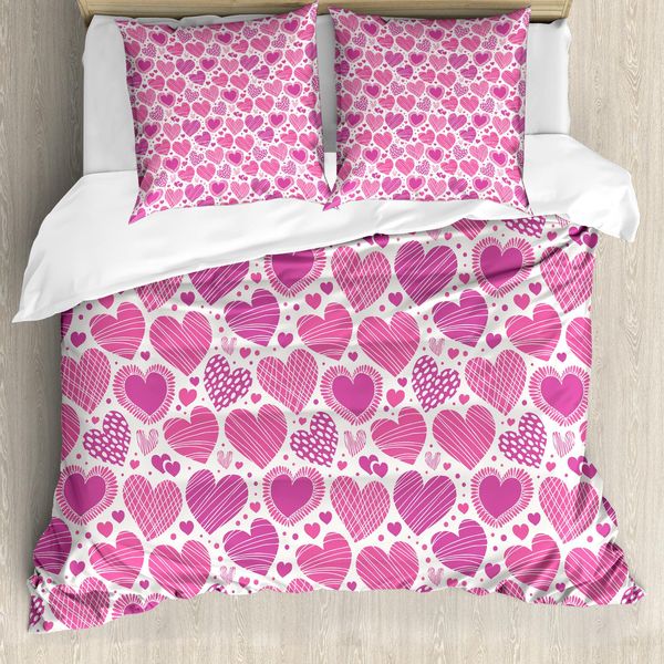 Abakuhaus Copripiumino Valentines, Motivi Romantici Rosa, Antiacaro, Adatto A Chi Soffre Di Allergie, Con Federe, 155 Cm X 220 Cm - 80 X 80 Cm, Rosa Bianco-image
