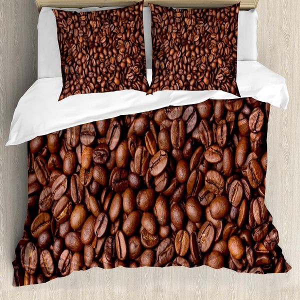 Abakuhaus Copripiumino In Tessuto Chocolate, Chicchi Di Caffè Tostati, Antiacaro, Adatto A Chi Soffre Di Allergie, Con Federe, 200 Cm X 200 Cm - 80 X 80 Cm, Marrone-image