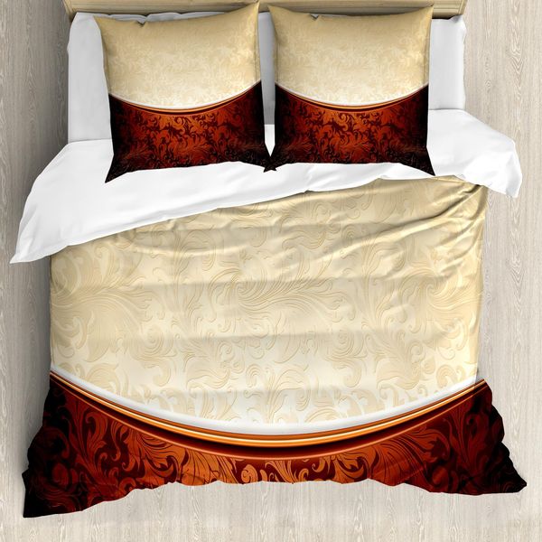 Abakuhaus Copripiumino In Cotone, Motivi Vittoriani, Antiacaro, Adatto A Chi Soffre Di Allergie, Con Federe, 155 Cm X 220 Cm - 80 X 80 Cm, Beige Marrone-image