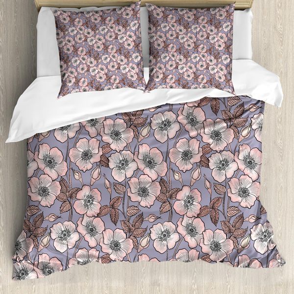 Abakuhaus Copripiumino Vintage, Poppy Bud Garden Art, Antiacaro, Adatto A Chi Soffre Di Allergie, Con Federe, 155 Cm X 220 Cm - 80 X 80 Cm, Mauve Blush-image
