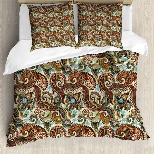 Abakuhaus Copripiumino Paisley, Motivo Persian Teardrop, Antiacaro, Adatto A Chi Soffre Di Allergie, Con Federe, 200 Cm X 200 Cm - 80 X 80 Cm, Multicolore-image