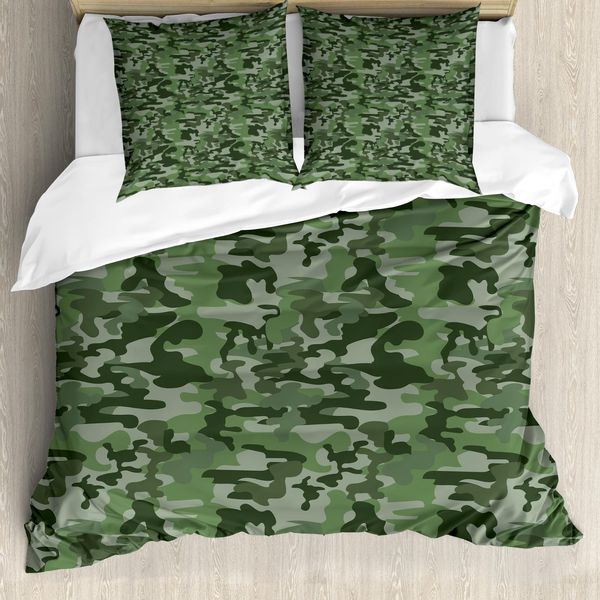 Abakuhaus Copripiumino Verde Bosco, Motivo Uniforme, Antiacaro, Adatto A Chi Soffre Di Allergie, Con Federe, 200 Cm X 200 Cm - 80 X 80 Cm, Multicolore-image