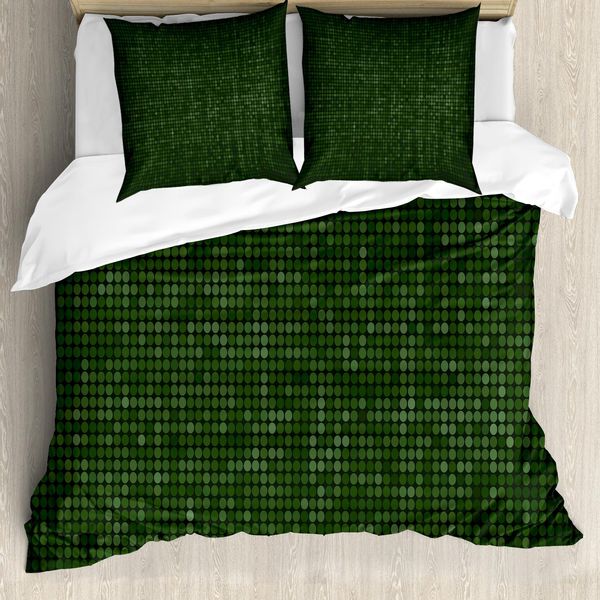 Abakuhaus Copripiumino Verde Bosco, Macchiato Futuristico, Antiacaro Adatto A Chi Soffre Di Allergie Con Federe, 200 Cm X 200 Cm - 80 X 80 Cm, Verde Nero-image