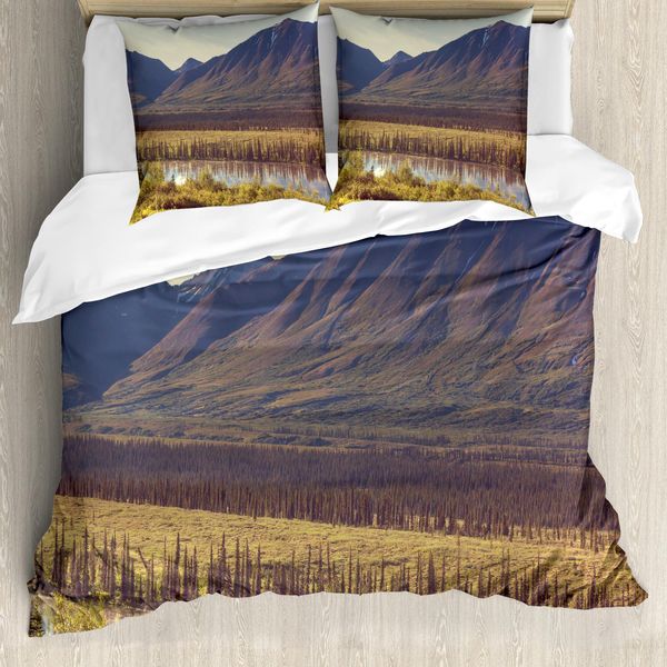 Abakuhaus Alaska Copripiumino, Foto Idilliaca Di Campagna, Antiacaro, Adatto A Chi Soffre Di Allergie, Con Federe, 155 Cm X 220 Cm - 80 X 80 Cm, Verde Bosco E Giallo-image