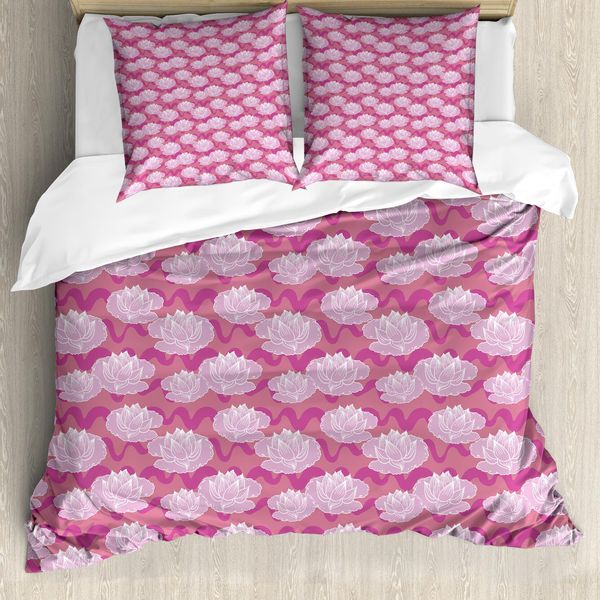 Abakuhaus Copripiumino Lotus, Fiori Folcloristici, Antiacaro, Adatto A Chi Soffre Di Allergie, Con Federe, 200 Cm X 200 Cm - 80 X 80 Cm, Rosa Corallo Pallido-image