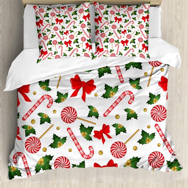 Abakuhaus Copripiumino Zuckerstange, Vischio E Caramelle, Antiacaro, Adatto A Chi Soffre Di Allergie, Con Federe, 155 Cm X 220 Cm - 80 X 80 Cm, Multicolore-image
