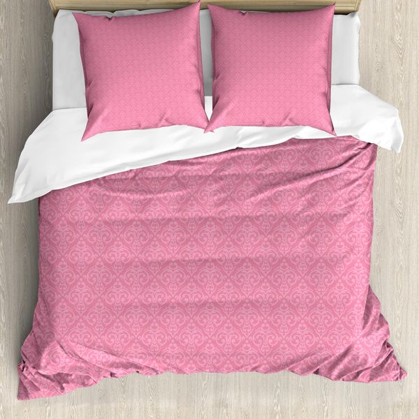 Abakuhaus Copripiumino Rosa Pallido, Damasco Rococò, Antiacaro, Adatto A Chi Soffre Di Allergie, Con Federe, 200 Cm X 200 Cm - 80 X 80 Cm, Rosa Rosa Pallido-image