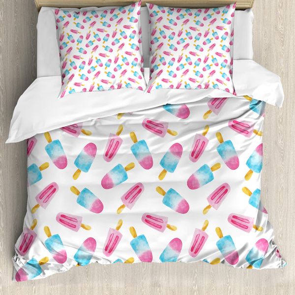 Abakuhaus Eis Copripiumino, Acquerello Eis Su Stecco, Antiacaro, Adatto A Chi Soffre Di Allergie, Con Federe, 155 Cm X 220 Cm - 80 X 80 Cm, Terra Giallo Azzurro-image