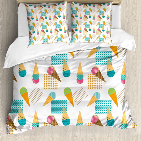 Abakuhaus Eis Copripiumino, Motivo Geometrico, Antiacaro, Adatto A Chi Soffre Di Allergie, Con Federe, 155 Cm X 220 Cm - 80 X 80 Cm, Multicolore-image