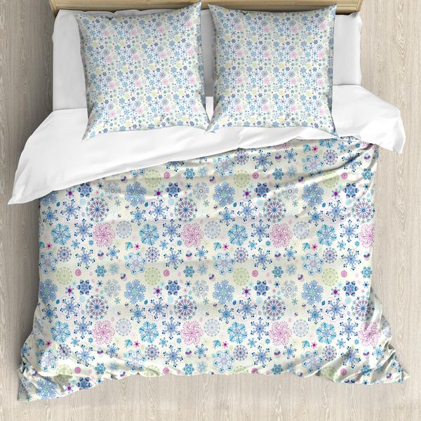 Abakuhaus Copripiumino Fiocco Di Neve, Foglie Invernali Colorate, Antiacaro, Adatto A Chi Soffre Di Allergie, Con Federe, 200 Cm X 200 Cm - 80 X 80 Cm, Multicolore-image