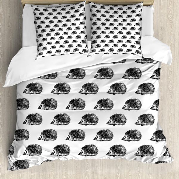 Abakuhaus Copripiumino Igel, Motivo Animale Sfuggente, Antiacaro, Adatto A Chi Soffre Di Allergie, Con Federe, 200 Cm X 200 Cm - 80 X 80 Cm, Bianco E Nero-image