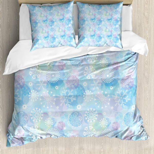 Abakuhaus Copripiumino Fiocco Di Neve, Stile Bokeh Cerchi, Antiacaro, Adatto A Chi Soffre Di Allergie, Con Federe, 200 Cm X 200 Cm - 80 X 80 Cm, Multicolore-image