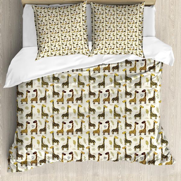 Abakuhaus Copripiumino Giraffa, Cheery Animali Per Bambini, Antiacaro Adatto A Chi Soffre Di Allergie Con Federe, 155 Cm X 220 Cm - 80 X 80 Cm, Multicolore-image