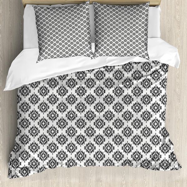 Abakuhaus Copripiumino Stammes, Grunge, Antiacaro, Adatto A Chi Soffre Di Allergie, Con Federe, 155 Cm X 220 Cm - 80 X 80 Cm, Bianco E Nero-image