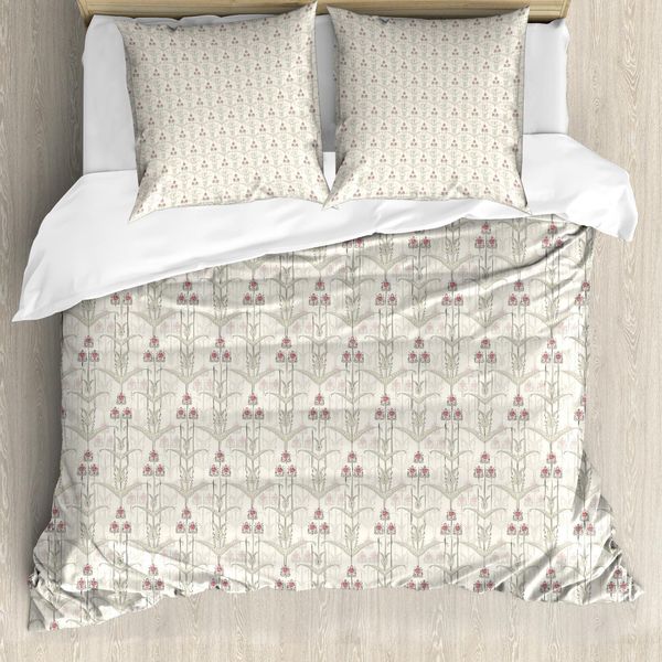 Abakuhaus Copripiumino Vintage, Motivi Floreali Romantici, Antiacaro, Adatto A Chi Soffre Di Allergie, Con Federe, 155 Cm X 220 Cm - 80 X 80 Cm, Verde Salvia Rosa-image
