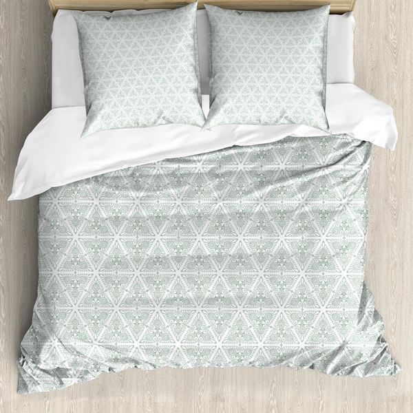 Abakuhaus Copripiumino Vintage, Ispirazioni Rinascimentali, Antiacaro, Adatto A Chi Soffre Di Allergie, Con Federe, 155 Cm X 220 Cm - 80 X 80 Cm, Verde Salvia Chiaro E Bianco-image