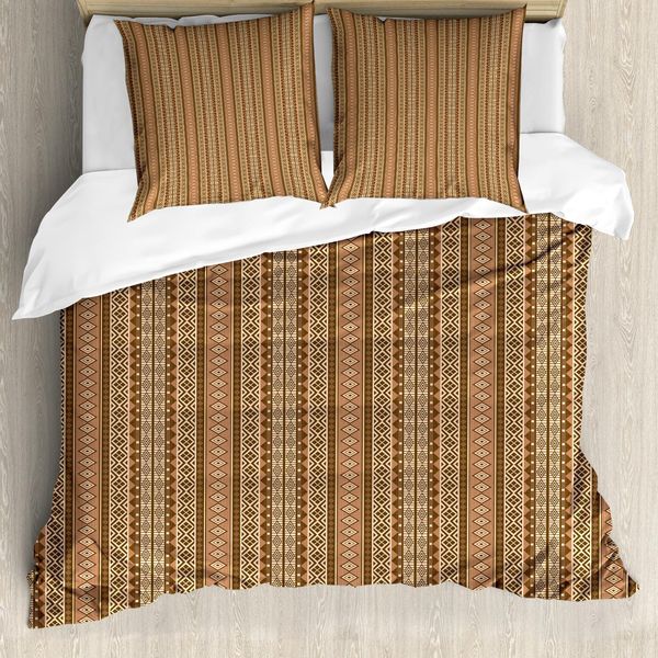 Abakuhaus Copripiumino Orientale, Rombi, Antiacaro, Adatto A Chi Soffre Di Allergie, Con Federe, 200 Cm X 200 Cm - 80 X 80 Cm, Marrone Chiaro, Marrone Chiaro, Beige-image