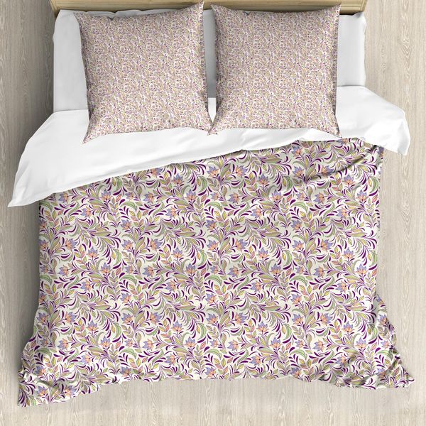 Abakuhaus Copripiumino Astratto, Bouquet Romantico, Antiacaro, Adatto A Chi Soffre Di Allergie, Con Federe, 155 Cm X 220 Cm - 80 X 80 Cm, Lavanda Verde Chiaro-image