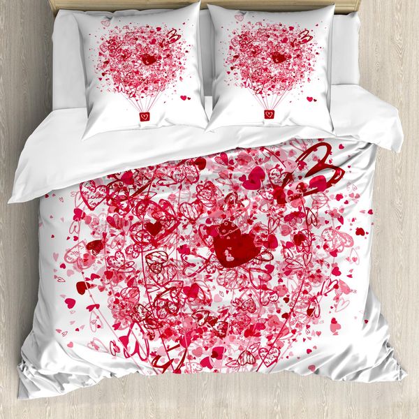 Abakuhaus Copripiumino Love, Love è Nell'aria, Antiacaro, Adatto A Chi Soffre Di Allergie, Con Federe, 155 Cm X 220 Cm - 80 X 80 Cm, Rosa Pallido Vermiglio-image