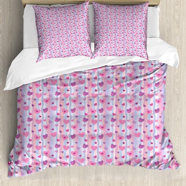 Abakuhaus Copripiumino Viola, Composizione Sentimentale, Antiacaro, Adatto A Chi Soffre Di Allergie, Con Federe, 155 Cm X 220 Cm - 80 X 80 Cm, Multicolore-image