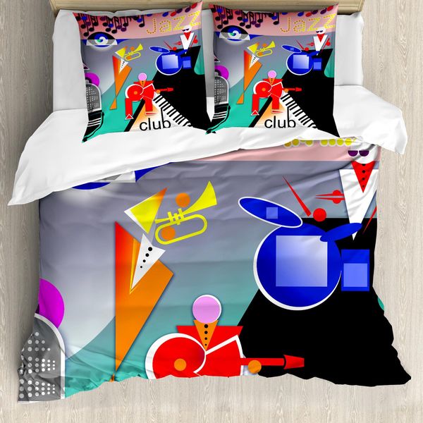 Abakuhaus Copripiumino Musicale, Band Of-Stock, Antiacaro, Adatto A Chi Soffre Di Allergie, Con Federe, 200 Cm X 200 Cm - 80 X 80 Cm, Multicolore-image