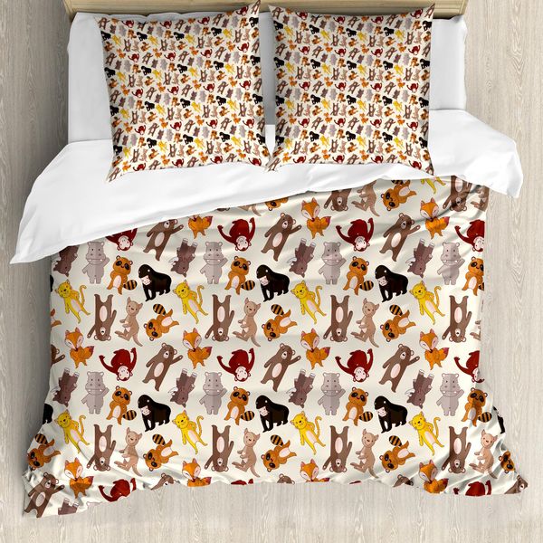 Abakuhaus Copripiumino Con Animali Cartoon, Jungle, Antiacaro, Adatto A Chi Soffre Di Allergie, Con Federe, 155 Cm X 220 Cm - 80 X 80 Cm, Multicolore-image