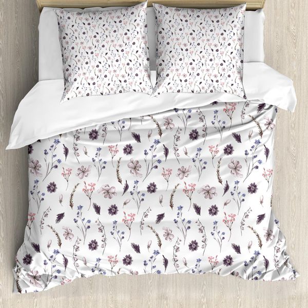 Abakuhaus Copripiumino Acquerello, Motivo Floreale Vintage, Antiacaro, Adatto A Chi Soffre Di Allergie, Con Federe, 200 Cm X 200 Cm - 80 X 80 Cm, Multicolore-image