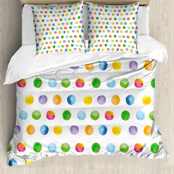 Abakuhaus Copripiumino Acquerello, Pois Astratti, Antiacaro, Adatto A Chi Soffre Di Allergie, Con Federe, 200 Cm X 200 Cm - 80 X 80 Cm, Multicolore-image