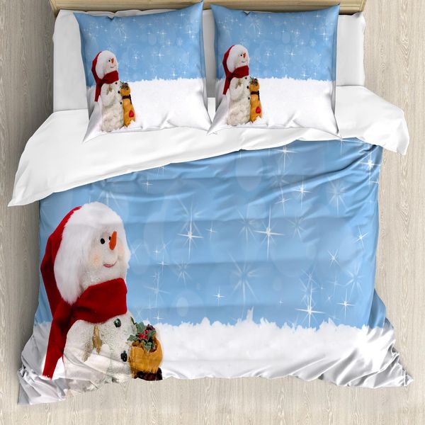 Abakuhaus Copripiumino Schneemann, Inverno-Natale, Antiacaro, Adatto A Chi Soffre Di Allergie, Con Federe, 155 Cm X 220 Cm - 80 X 80 Cm, Multicolore-image