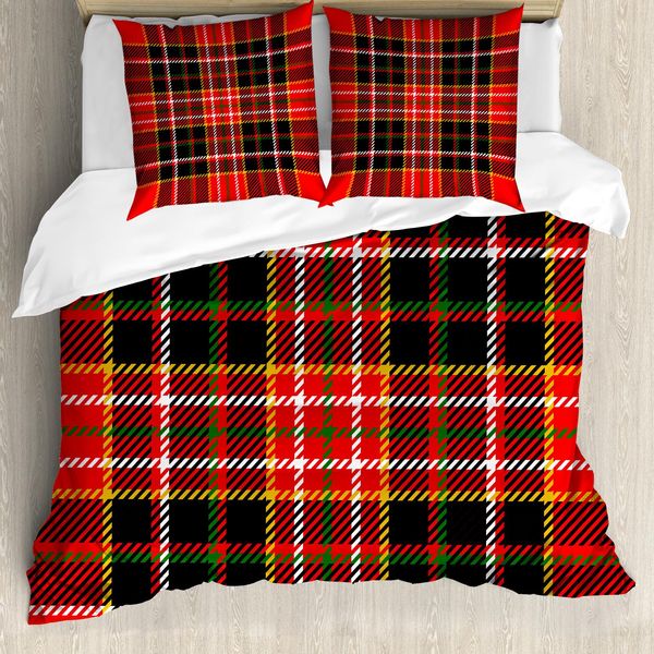 Abakuhaus Copripiumino A Quadri, Stile Tartan, Antiacaro, Adatto A Chi Soffre Di Allergie, Con Federe, 200 Cm X 200 Cm - 80 X 80 Cm, Multicolore-image