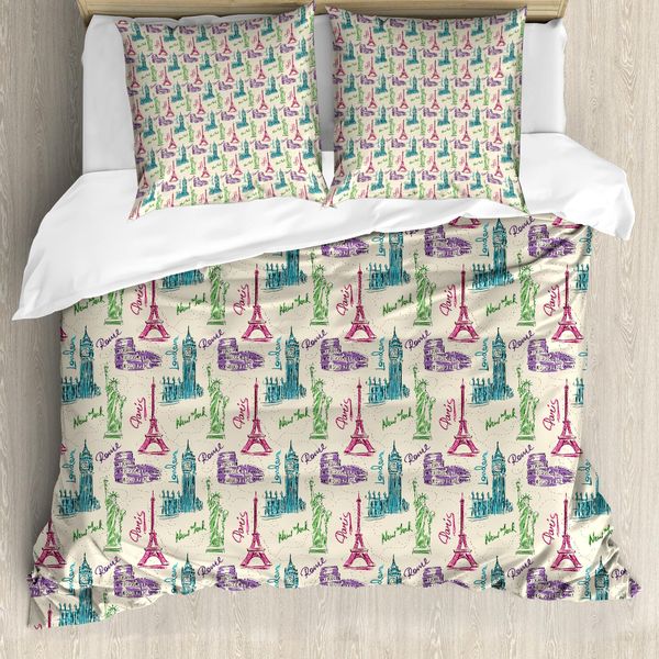 Abakuhaus Copripiumino, Colosseum Big Ben Tourist, Antiacaro, Adatto A Chi Soffre Di Allergie, Con Federe, 155 Cm X 220 Cm - 80 X 80 Cm, Multicolore-image