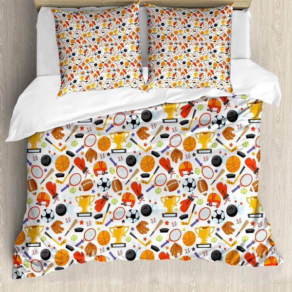 Abakuhaus Copripiumino Sportivo, Stile Cartone Animato Bowling, Antiacaro, Adatto A Chi Soffre Di Allergie, Con Federe, 200 Cm X 200 Cm - 80 X 80 Cm, Multicolore-image