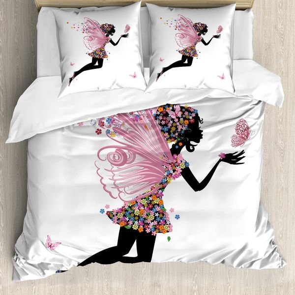 Abakuhaus Copripiumino Fee, Floral Dressed Engel, Antiacaro, Adatto A Chi Soffre Di Allergie, Con Federe, 155 Cm X 220 Cm - 80 X 80 Cm, Multicolore-image