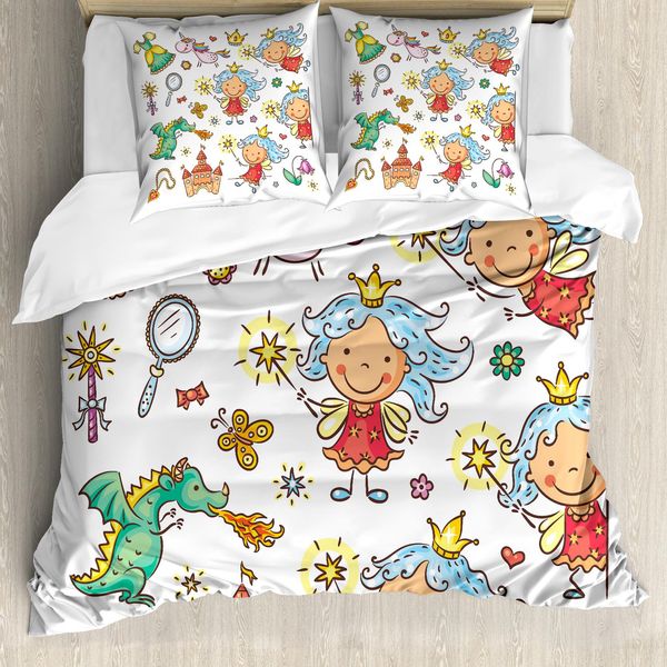 Abakuhaus Copripiumino Fee, Motivo Cartoon Princess, Antiacaro, Adatto A Chi Soffre Di Allergie, Con Federe, 200 Cm X 200 Cm - 80 X 80 Cm, Multicolore-image
