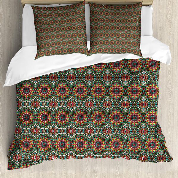 Set Copripiumino Abakuhaus Mandala Per Letti Matrimoniali, Design Cinese Mistico, Antiacaro, Adatto A Chi Soffre Di Allergie, Con Federe, Multicolore-image