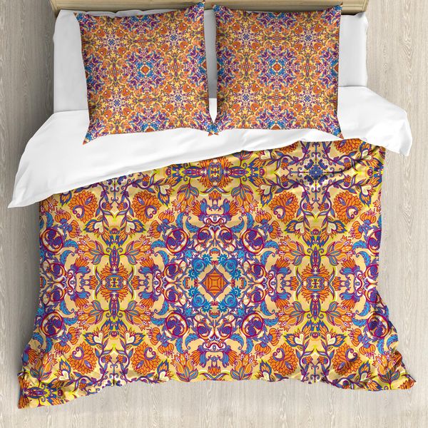 Abakuhaus Set Copripiumino Mandala Per Letti Matrimoniali, Motivi Floreali Orientali, Antiacaro, Adatto A Chi Soffre Di Allergie, Con Federe, Multicolore-image