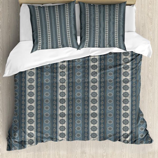 Abakuhaus Copripiumino Mandala, Paisley Star, Antiacaro, Adatto A Chi Soffre Di Allergie, Con Federe, 155 Cm X 220 Cm - 80 X 80 Cm, Grigio Tan Beige-image