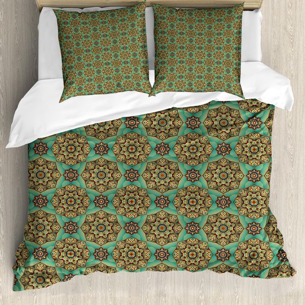 Set Copripiumino Abakuhaus Mandala Per Letti Matrimoniali, Motivi Orientali Asiatici, Antiacaro, Adatto A Chi Soffre Di Allergie, Con Federe, Multicolore-image