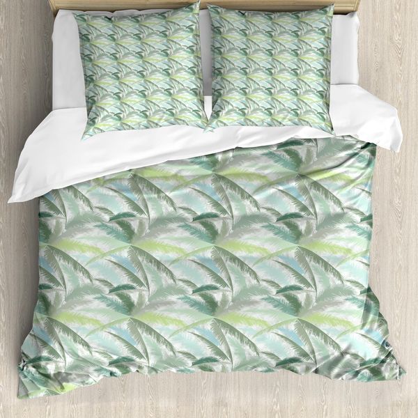 Abakuhaus Copripiumino Palme, Verde Verde, Antiacaro, Adatto A Chi Soffre Di Allergie, Con Federe, 200 Cm X 200 Cm - 80 X 80 Cm, Multicolore-image