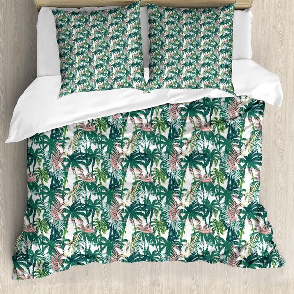 Abakuhaus Copripiumino Palme, Dreamy Dschungel-Laub, Antiacaro, Adatto A Chi Soffre Di Allergie, Con Federe, 200 Cm X 200 Cm - 80 X 80 Cm, Multicolore-image