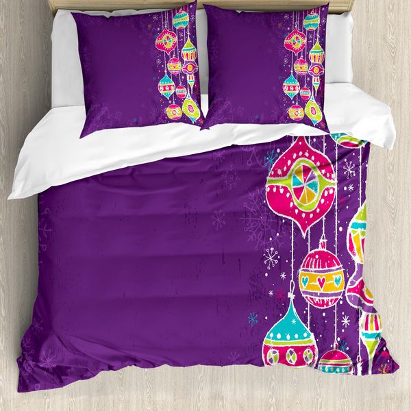 Abakuhaus Copripiumino Natalizio, Doodle Balls Per Bambini, Antiacaro, Adatto A Chi Soffre Di Allergie, Con Federe, 155 Cm X 220 Cm - 80 X 80 Cm, Multicolore-image